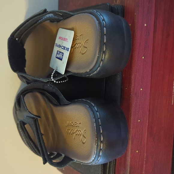 New With Tags Women's Skechers Luxe Form Slip On Wedge Sandals Black Sz 7 - Picture 11 of 16